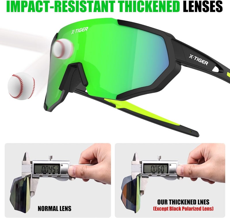 Xtiger Polarized Sports Sunglasses with 5 Interchangeable Lenses,Mens Womens Cycling Bike Glasses,Baseball Running Fishing - Image 4